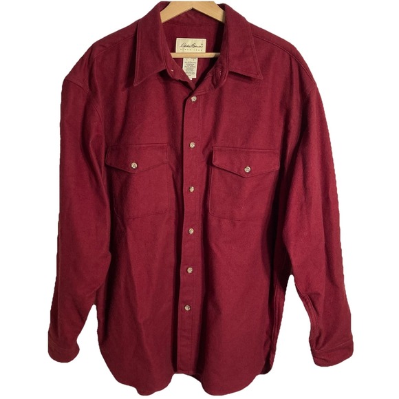 Eddie Bauer Other - Vtg Eddie Bauer Chamois Flannel Button Up Shirt Mens Large Red